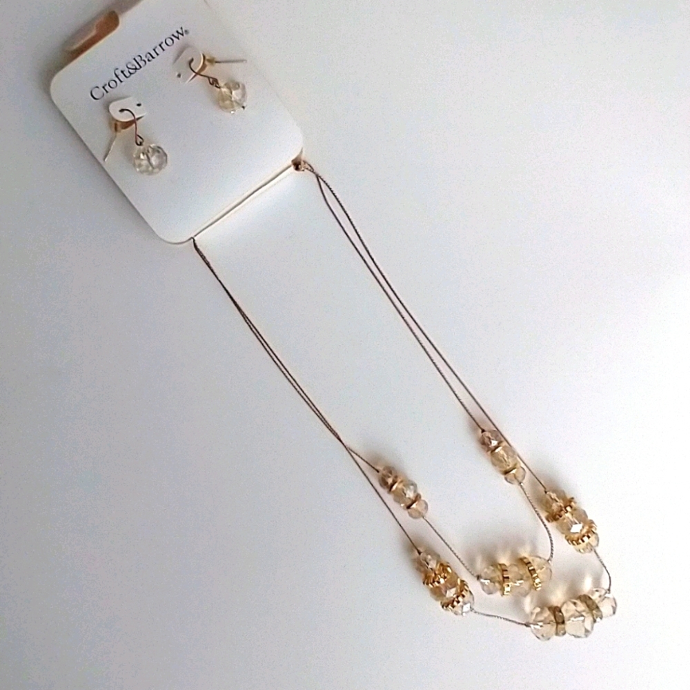 Croft and barrow two layer necklace and erring set